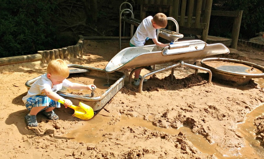 Playing in the sand and water in the Chatsworth Farmyard